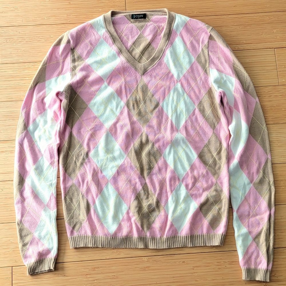 J. Crew Pink pastel argyle sweater